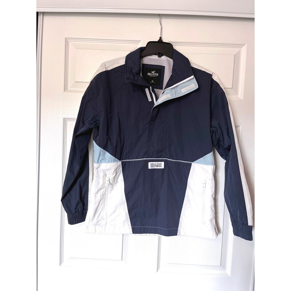 Hollister California Mens XS Windbreaker Colorblock Half Zip Pullover Jacket